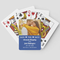 Modern Royal Blue Photo Heart Save the Date