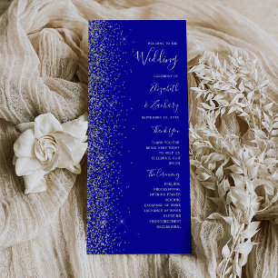 Modern Royal Blue Silver Glitter Edge Wedding