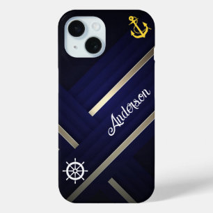 Modern Royal Caribbean Cruise Blue White Text iPhone 15 Case