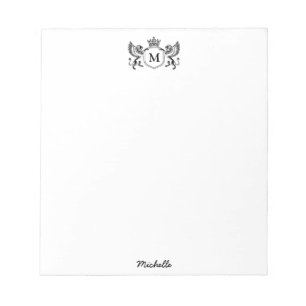 Modern Royal Crown Emblem Lions Monogram Script    Notepad