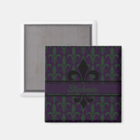 Modern Royal Purple Fleur-de-lis pattern Monogram