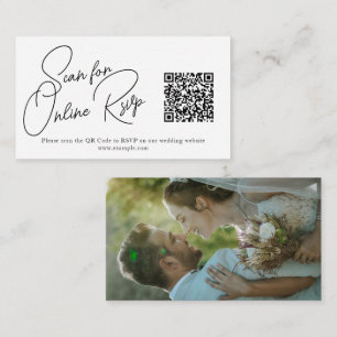 Modern RSVP card featuring photo and QR code