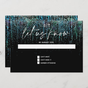 Modern RSVP Edgy Teal Glitter Invitation
