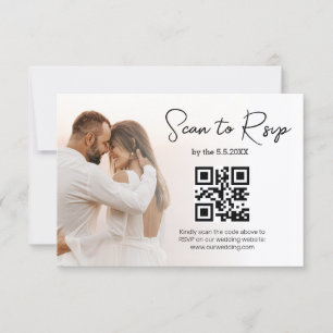 modern rsvp qr code minimalist wedding photo card