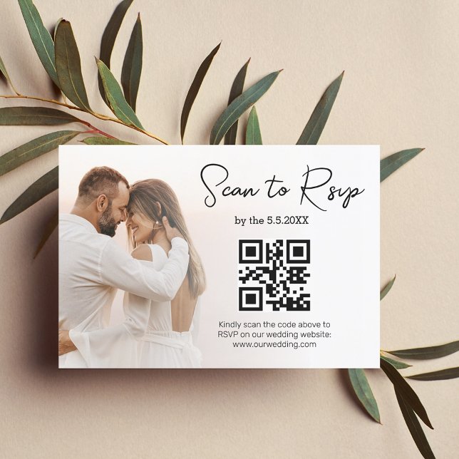modern  rsvp qr code minimalist wedding photo card (Creator Uploaded)