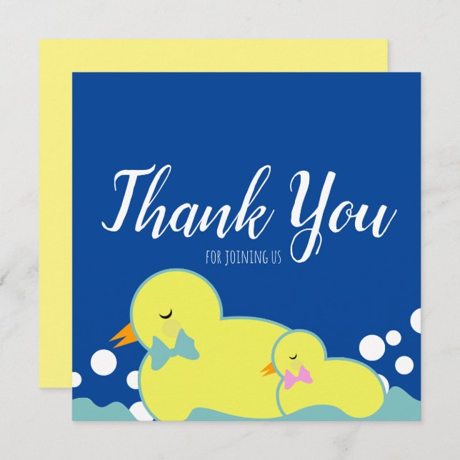 Modern Rubber Ducks Yellow Baby Shower Thank You  (Front/Back)