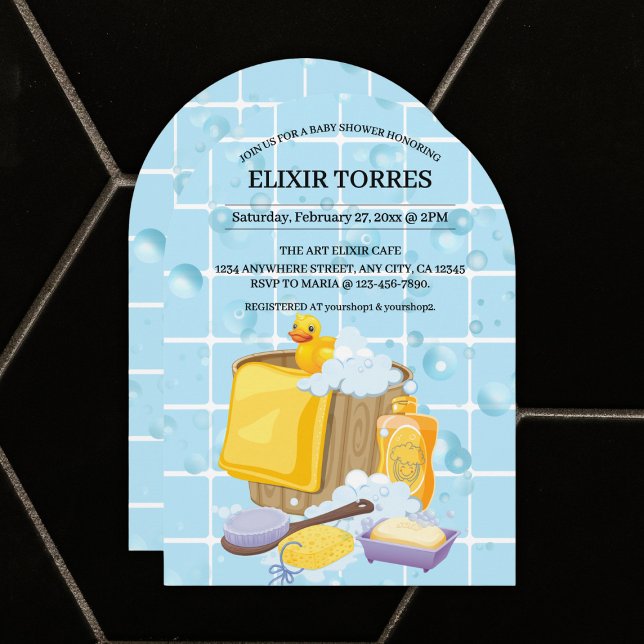 Modern Rubber Ducky Bubbles Baby Shower Invitation (Creator Uploaded)