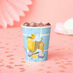 Modern Rubber Ducky Bubbles Baby Shower Paper Cups