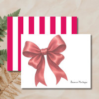 Modern Ruby Elegant Big Bow Thank You Note Card