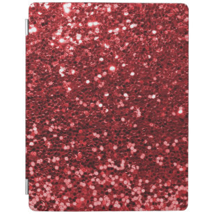 Modern Ruby Red Faux Glitter Print iPad Cover