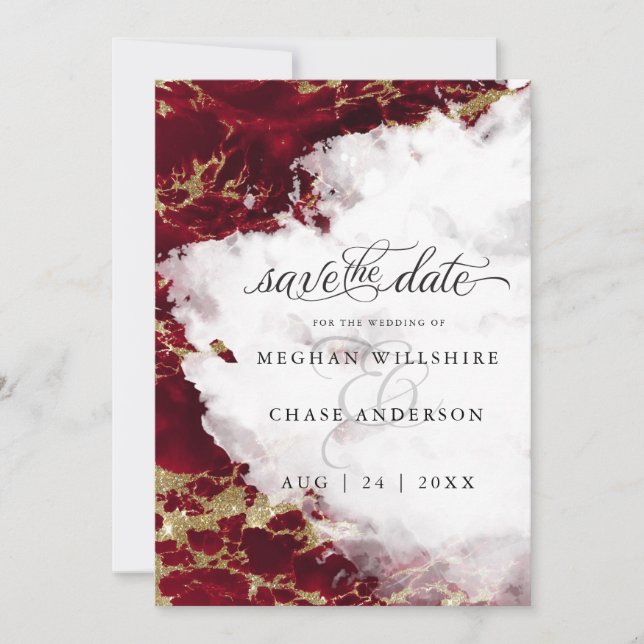 Modern Ruby Watercolor Geode  BarefootBride™ (Front)