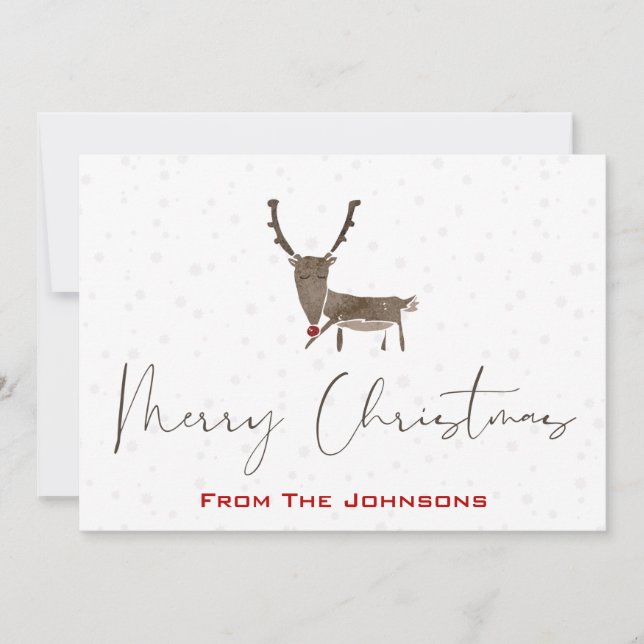 Modern Rudolf  Holiday Christmas Cards (Front)