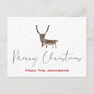 Modern Rudolf  Holiday Christmas Postcard