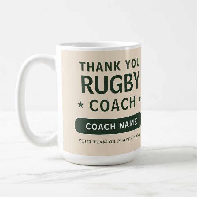 Modern Rugby Team Player Coach Coffee Mug (Left)