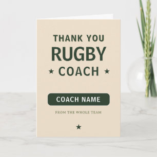 Modern Rugby Team Player Coach Thank You Card
