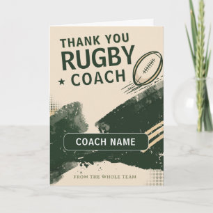 Modern Rugby Team Player Coach Thank You Card