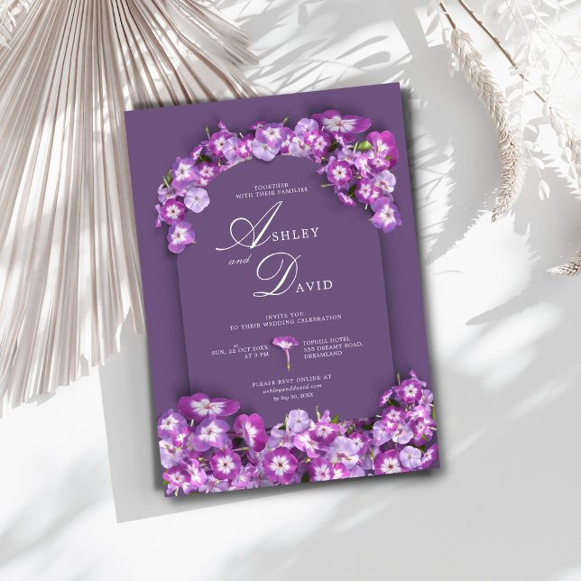Modern Rum Rustic Purple Lilac Arch Flower Wedding Invitation (Creator Uploaded)