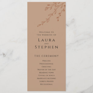 Modern Rust Botanical Wedding Programs Programme