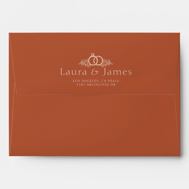 Modern RUST Earth Terracotta Boho Wedding Envelope (Back (Top Flap))