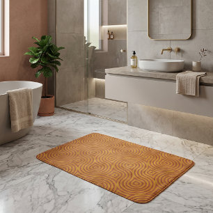 Modern Rust Grunge Swirled Abstract Geometric Bath Mat