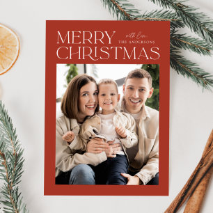 Modern Rust Merry Christmas Photo Holiday Card