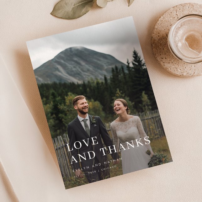 Modern Rustic 2 Photo Wedding Thank You Card (Creator Uploaded)