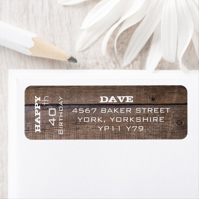 Modern Rustic 40th Birthday Return Address  (Insitu)