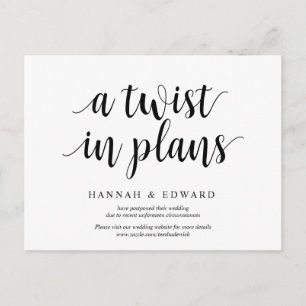 Modern rustic, a twist in plans, wed postponed postcard