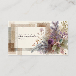 Modern Rustic Abstract Botanical Collage Business Card