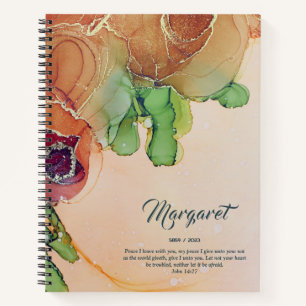 Modern Rustic Abstract Floral Named Notebook