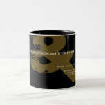 Modern Rustic Ampersand Wedding Mug<br><div class="desc">Modern rustic typographic ampersand wedding mug. Bride and groom with right aligned wedding date and location. Large rustic ampersand in muted gold and black background. To adjust the layout, click Personalise It Further, then Edit Text and click and drag sections to desired locations. Use Cntrl to select and move multiple...</div>