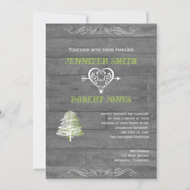 Modern Rustic Barn Wood Wedding Invitation (Front)