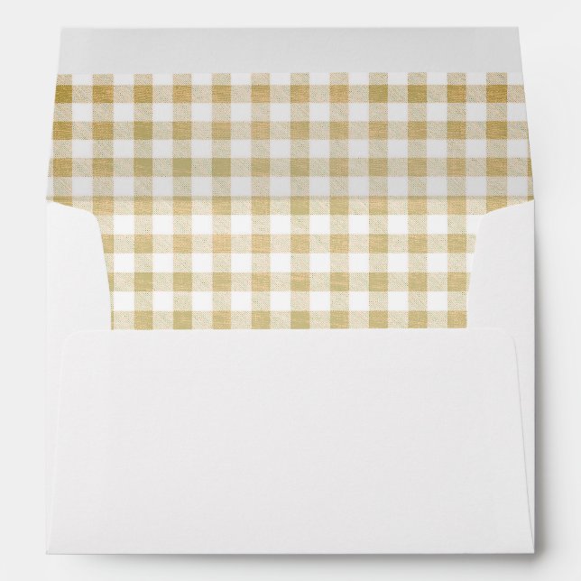 Modern Rustic Beige Brown Gingham  Envelope (Back (Bottom))
