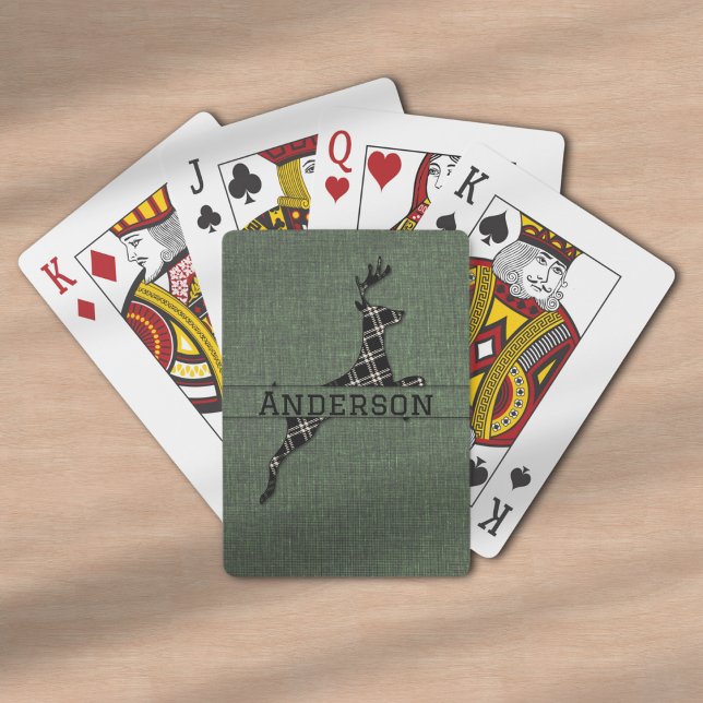 Modern Rustic Black And White Plaid Deer Playing Cards (Creator Uploaded)