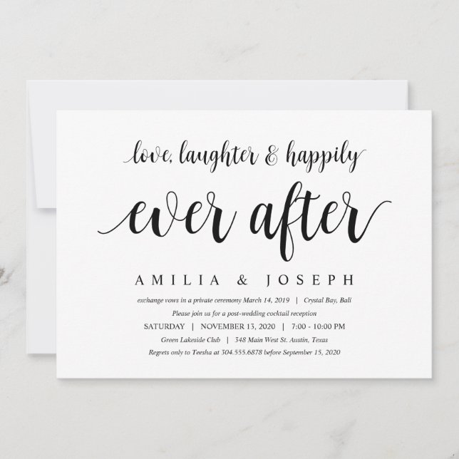 Modern Rustic, Black font, Wedding Elopement Invitation (Front)