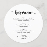 Modern Rustic Black Script, Wedding Bar