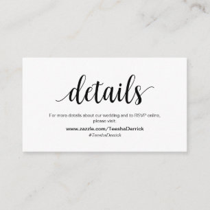 Modern Rustic, Black, Wedding Details, RSVP Enclosure Card