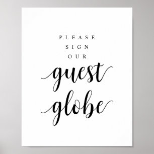 Modern Rustic Black Wedding Our Guest Globe Poster