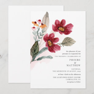 Modern Rustic Bloom Wedding Invitation