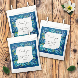 Modern Rustic Blue Hydrangeas Floral Wedding Favour Bags