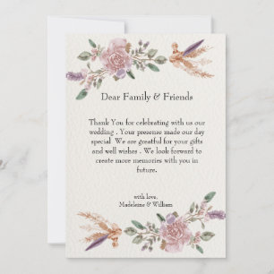 Modern Rustic Boho Elegant Wedding Thank You Card
