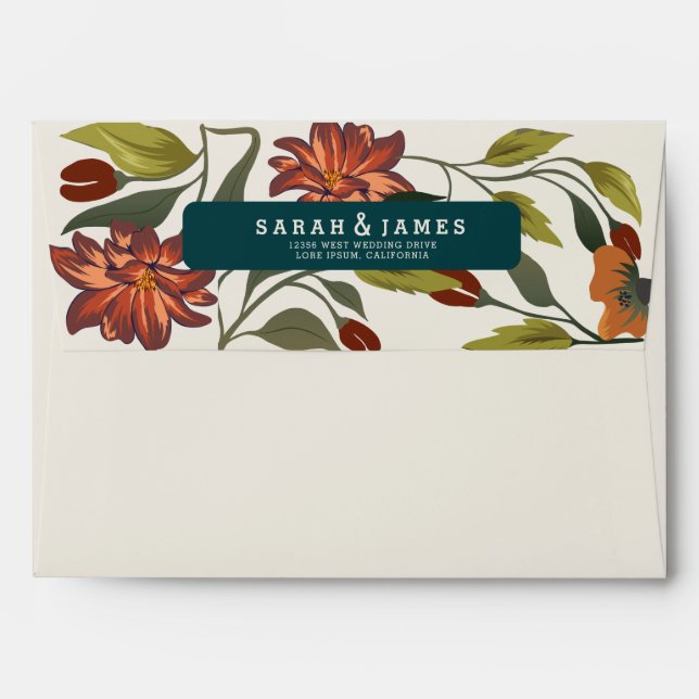 Modern Rustic boho Fall  Floral wedding  Envelope (Back (Top Flap))