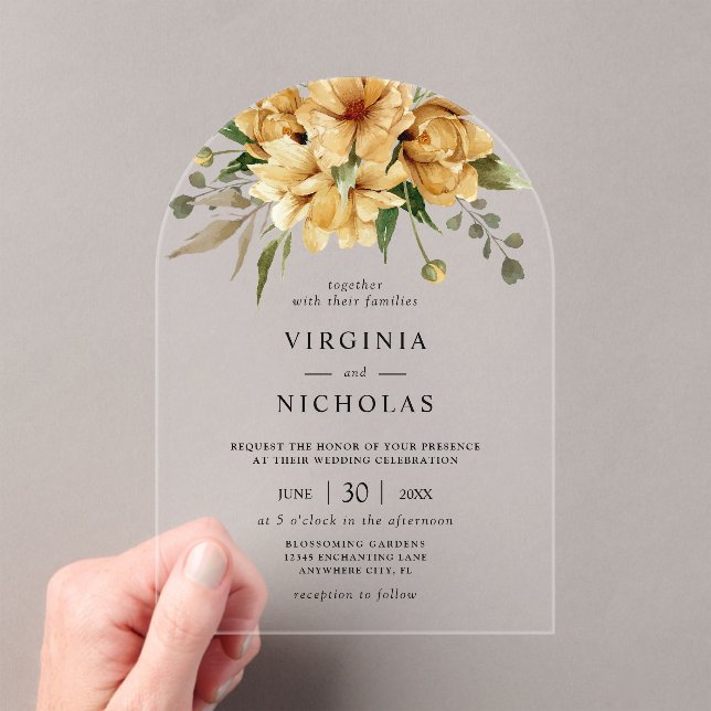 Modern Rustic Boho Floral Wedding Acrylic Invitations (Insitu (Handheld))