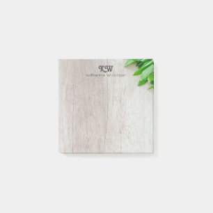 Modern Rustic Botanical Grey Wood Home Office Post-it Notes