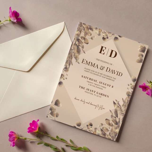 Modern Rustic Brown Wedding Invitation (Creator Uploaded)