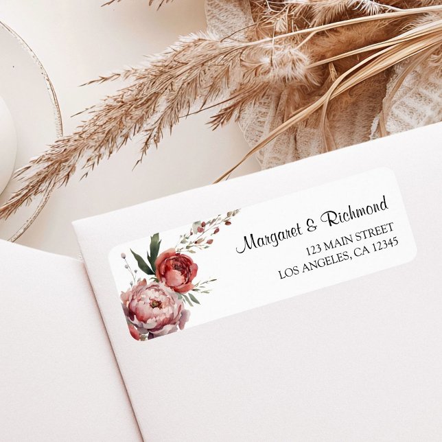 Modern Rustic Burgundy Floral Wedding Address (Creator Uploaded)