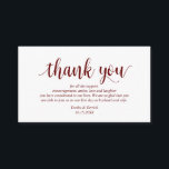 Modern Rustic Burgundy Script, Wedding Thank you Enclosure Card<br><div class="desc">This is the Modern Rustic,  Burgundy Script,  Wedding reception Enclosure Card. You can change the font colours,  and add your wedding details in the matching font / lettering. #TeeshaDerrick</div>