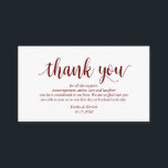 Modern Rustic Burgundy Script, Wedding Thank you Enclosure Card<br><div class="desc">This is the Modern Rustic,  Burgundy Script,  Wedding reception Enclosure Card. You can change the font colours,  and add your wedding details in the matching font / lettering. #TeeshaDerrick</div>
