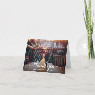 Modern Rustic Calligraphy Photo Wedding Note Thank You Card