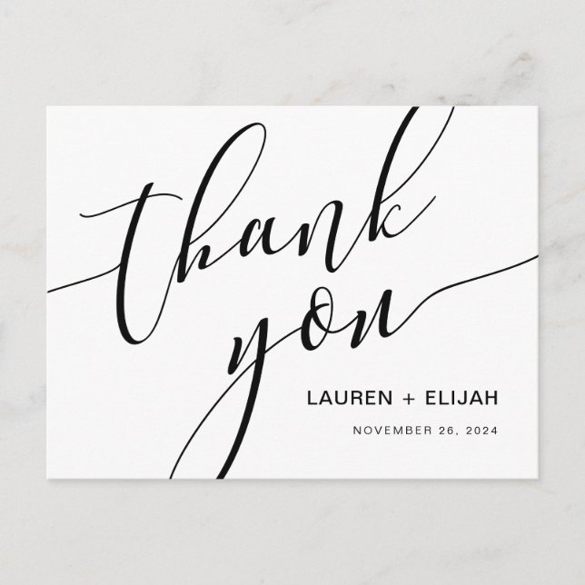 Modern Rustic Calligraphy Thank You Postcard (Front)